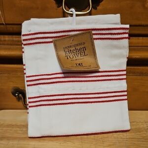 DII Red and White Striped Kitchen Towel 18x28 inches